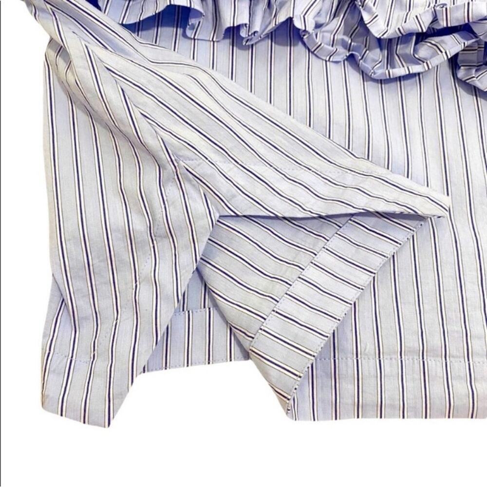 Trouve Blue & White Stripe Sleeveless Frill Ruffle Top, Size Medium - Picture 7 of 14